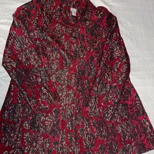 CHICO’S Brocade coat in size 1, red and bronze